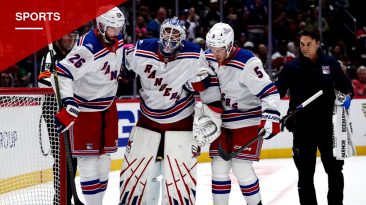 Rangers Goalie Igor Shesterkin Helped Off Ice With Apparent Leg Injury in Loss to Capitals
